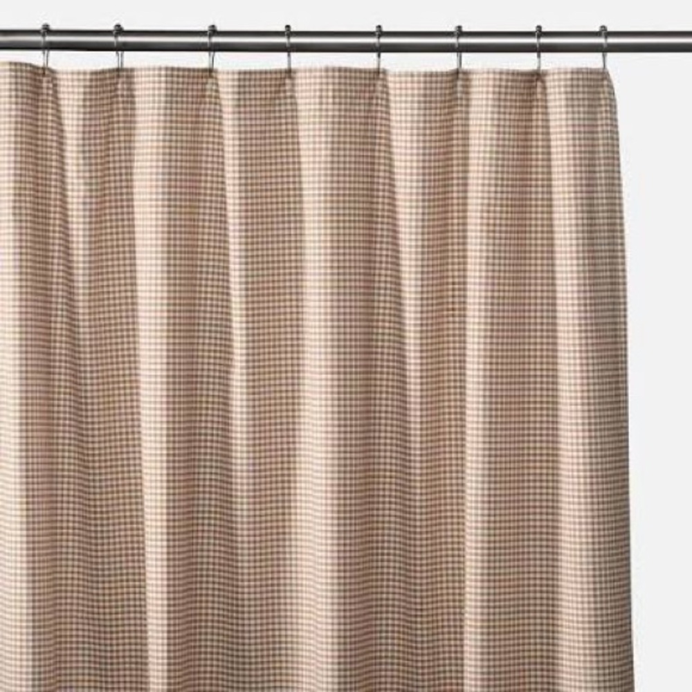 Schoolhouse Brown and White Gingham Shower Curtain